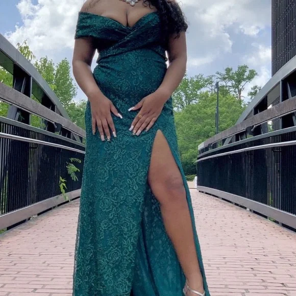 slim fit dress slacks Lace-Up Open-Back Long Sequin Prom Dress CH066 Sage / 2XSmall main image 1